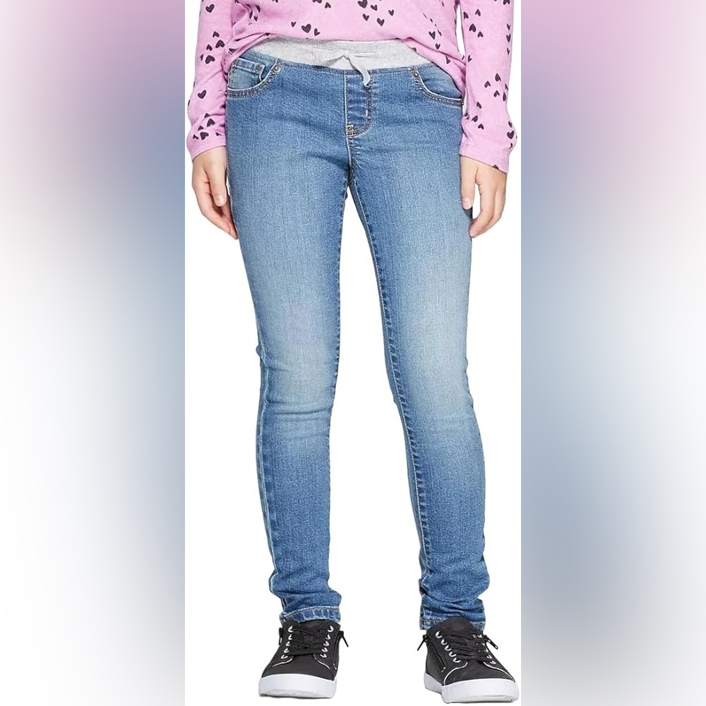 126 NWT Cat‎ & Jack Girls' Mid-Rise Knit Waist Pull-On Skinny Jeans - Size: 14